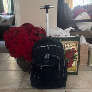 Kipling Navy Backpack with Trolley Handle